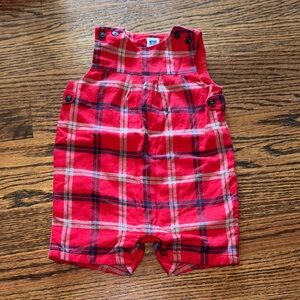 Janie and Jack Red Plaid Baby Romper, Size 3-6 months